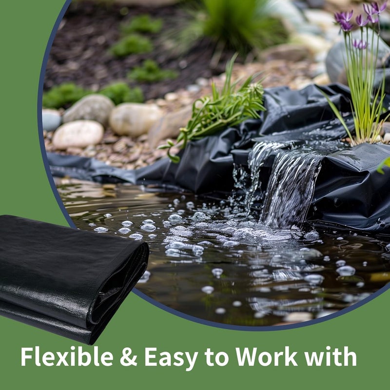 ANHAN 8x12ft Pond Liners,28MIL HDPE Fish Pond Liner,Reinforced Koi Pond Liners for Outdoor Ponds, Water Gardens, Waterfall,Fountain - Image 5